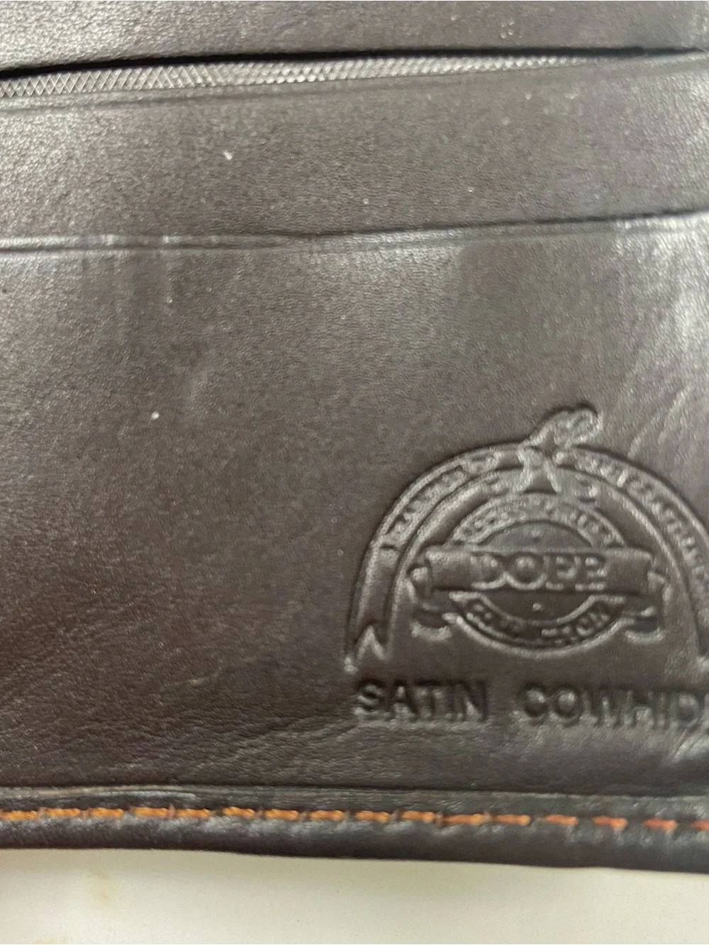 Vintage Dopp Satin Cowhide Leather Bifold Money Clip Wallet Brown 80s 90s
